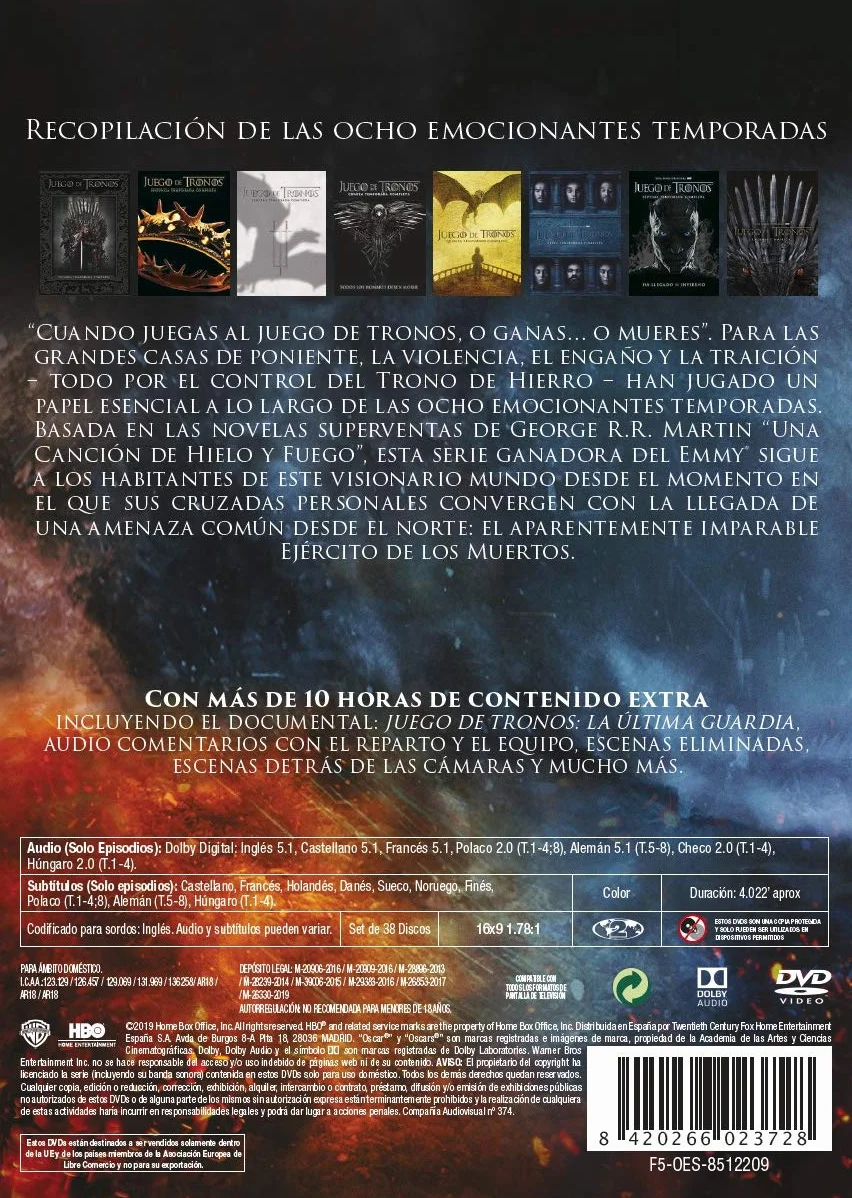 Juego De Tronos Temporada 1-8 Colección Completa